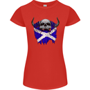 Scotland Flag Skull Scottish Biker Gothic Womens Petite Cut T-Shirt Red