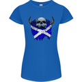 Scotland Flag Skull Scottish Biker Gothic Womens Petite Cut T-Shirt Royal Blue