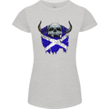 Scotland Flag Skull Scottish Biker Gothic Womens Petite Cut T-Shirt Sports Grey