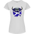 Scotland Flag Skull Scottish Biker Gothic Womens Petite Cut T-Shirt White