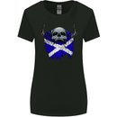 Scotland Flag Skull Scottish Biker Gothic Womens Wider Cut T-Shirt Black