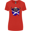 Scotland Flag Skull Scottish Biker Gothic Womens Wider Cut T-Shirt Red