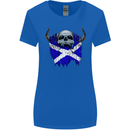 Scotland Flag Skull Scottish Biker Gothic Womens Wider Cut T-Shirt Royal Blue