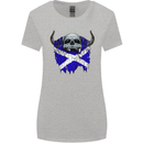 Scotland Flag Skull Scottish Biker Gothic Womens Wider Cut T-Shirt Sports Grey