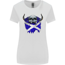 Scotland Flag Skull Scottish Biker Gothic Womens Wider Cut T-Shirt White
