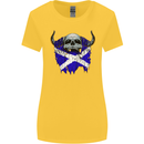 Scotland Flag Skull Scottish Biker Gothic Womens Wider Cut T-Shirt Yellow