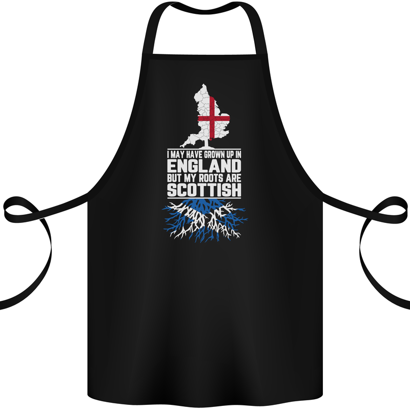Scotland My Roots Are Scottish Cotton Apron 100% Organic Black
