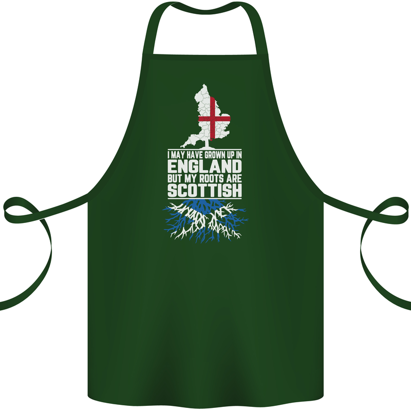 Scotland My Roots Are Scottish Cotton Apron 100% Organic Forest Green