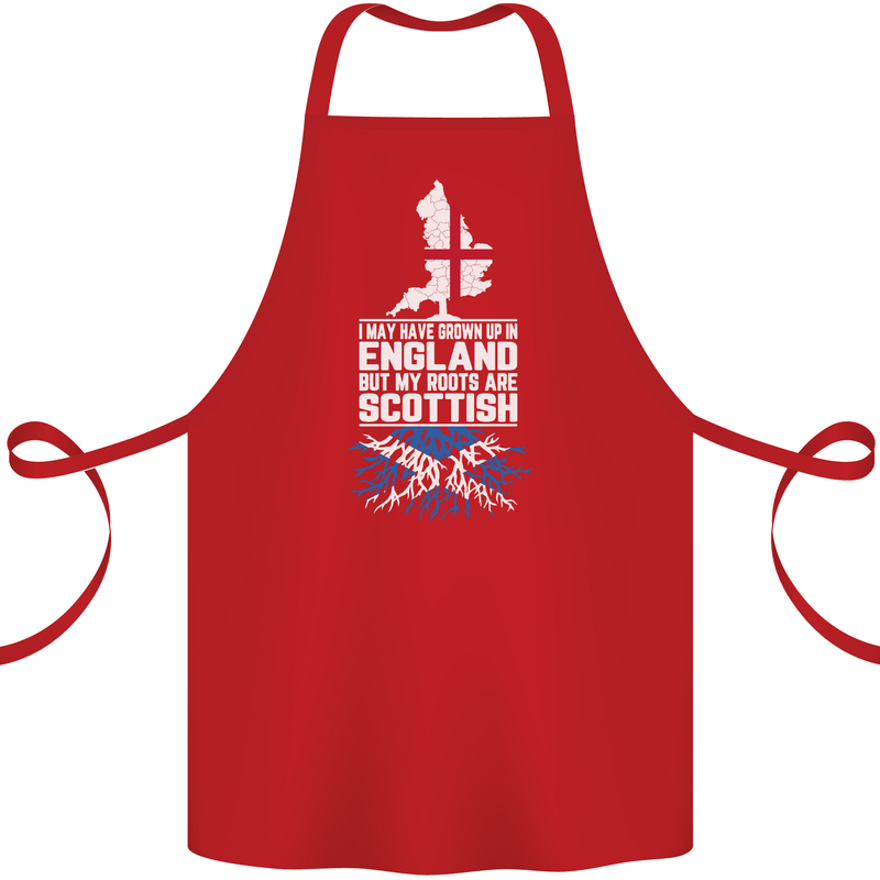 Scotland My Roots Are Scottish Cotton Apron 100% Organic Red