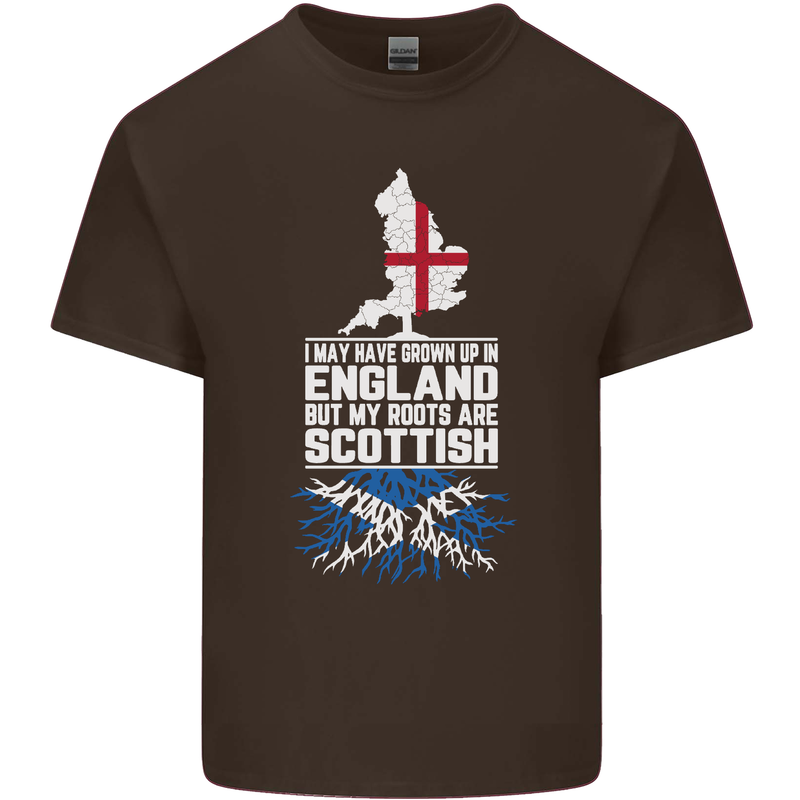 Scotland My Roots Are Scottish Mens Cotton T-Shirt Tee Top Dark Chocolate
