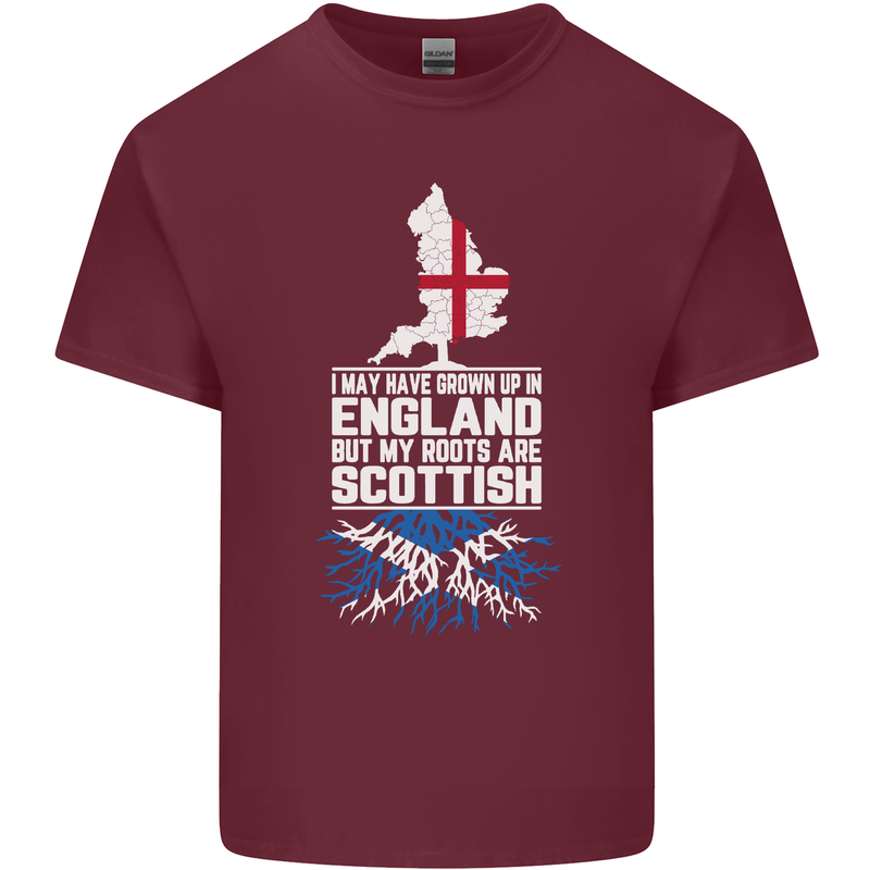 Scotland My Roots Are Scottish Mens Cotton T-Shirt Tee Top Maroon