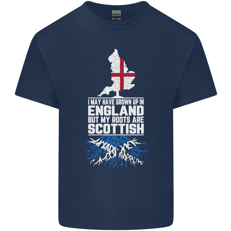 Scotland My Roots Are Scottish Mens Cotton T-Shirt Tee Top Navy Blue