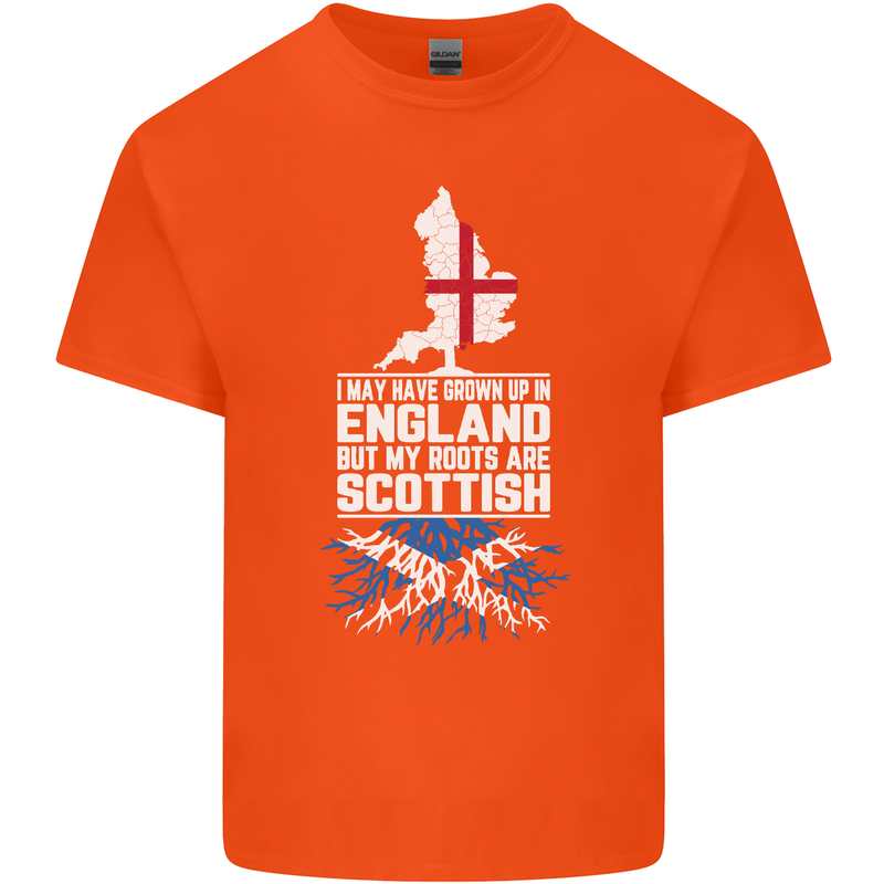 Scotland My Roots Are Scottish Mens Cotton T-Shirt Tee Top Orange