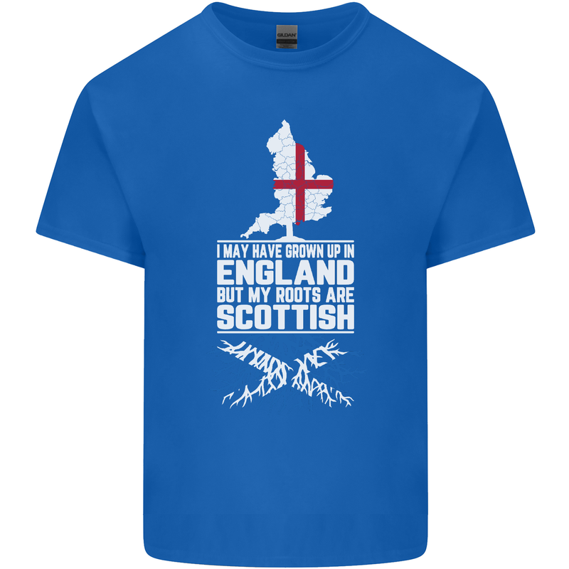 Scotland My Roots Are Scottish Mens Cotton T-Shirt Tee Top Royal Blue