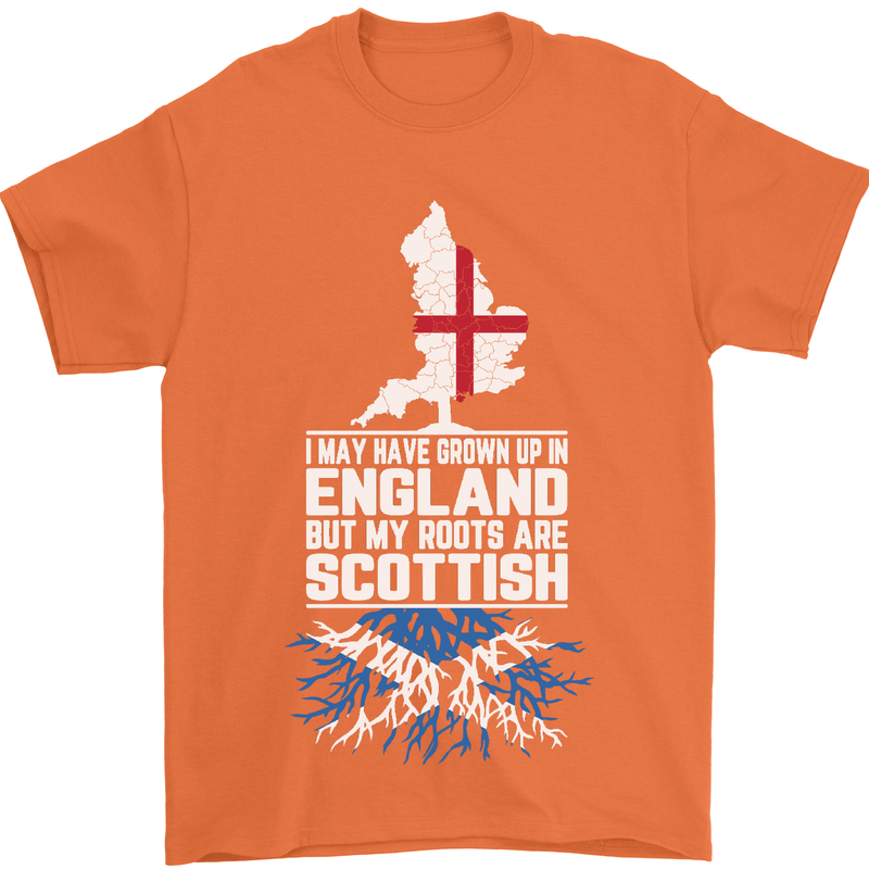Scotland My Roots Are Scottish Mens T-Shirt Cotton Gildan Orange