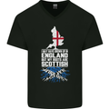 Scotland My Roots Are Scottish Mens V-Neck Cotton T-Shirt Black