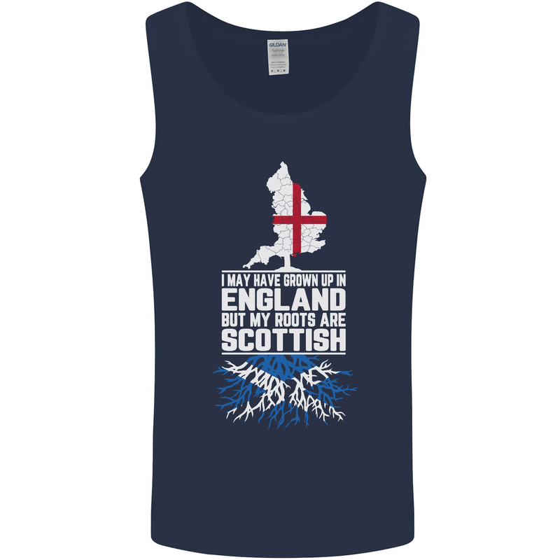 Scotland My Roots Are Scottish Mens Vest Tank Top Navy Blue