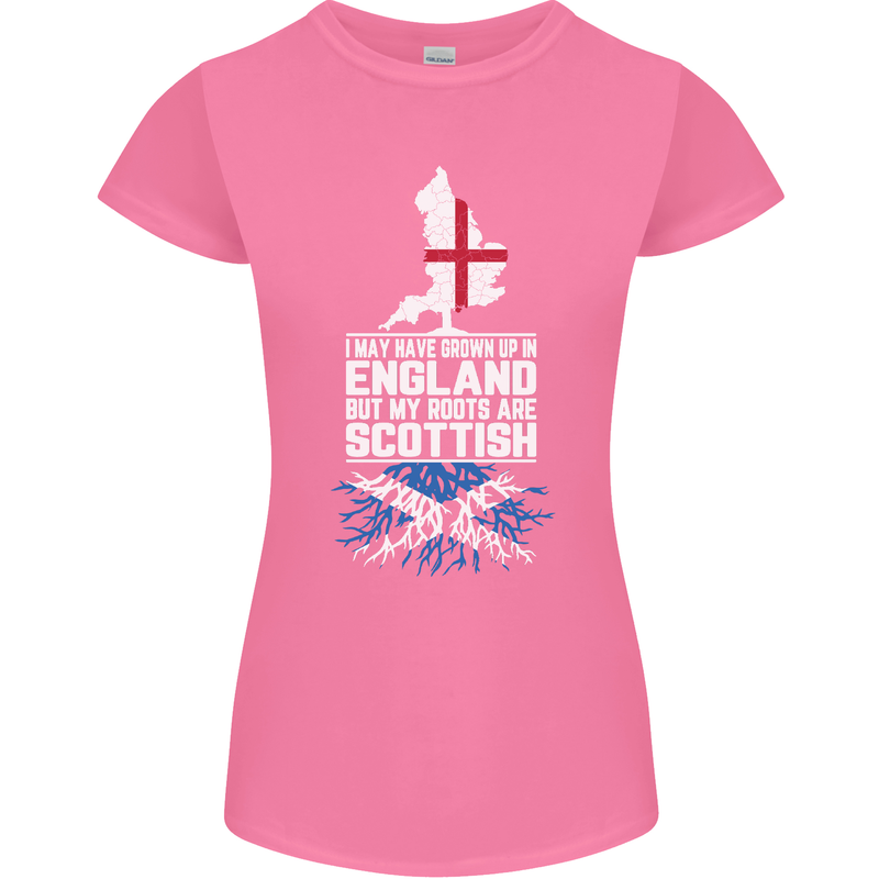 Scotland My Roots Are Scottish Womens Petite Cut T-Shirt Azalea