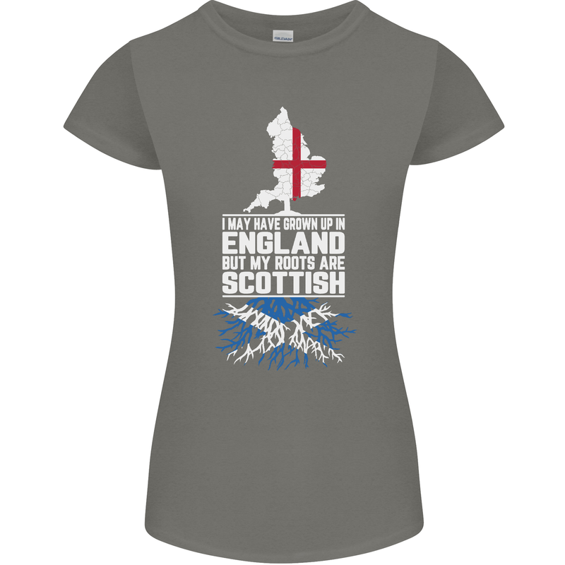Scotland My Roots Are Scottish Womens Petite Cut T-Shirt Charcoal