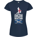Scotland My Roots Are Scottish Womens Petite Cut T-Shirt Navy Blue