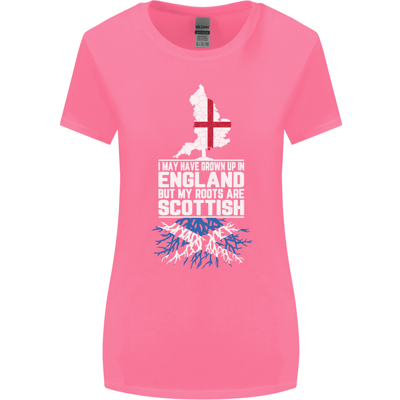 Scotland My Roots Are Scottish Womens Wider Cut T-Shirt Azalea
