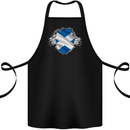 Scottish Flag Ripped Torn Gym Scotland Cotton Apron 100% Organic Black