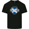Scottish Flag Ripped Torn Gym Scotland Mens Cotton T-Shirt Tee Top Black