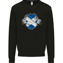 Scottish Flag Ripped Torn Gym Scotland Mens Sweatshirt Jumper Black