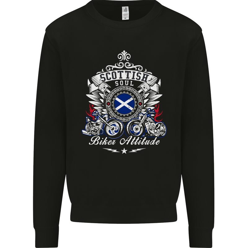 Scottish Soul Biker Attitude Motorcycle Mens Sweatshirt Jumper Black