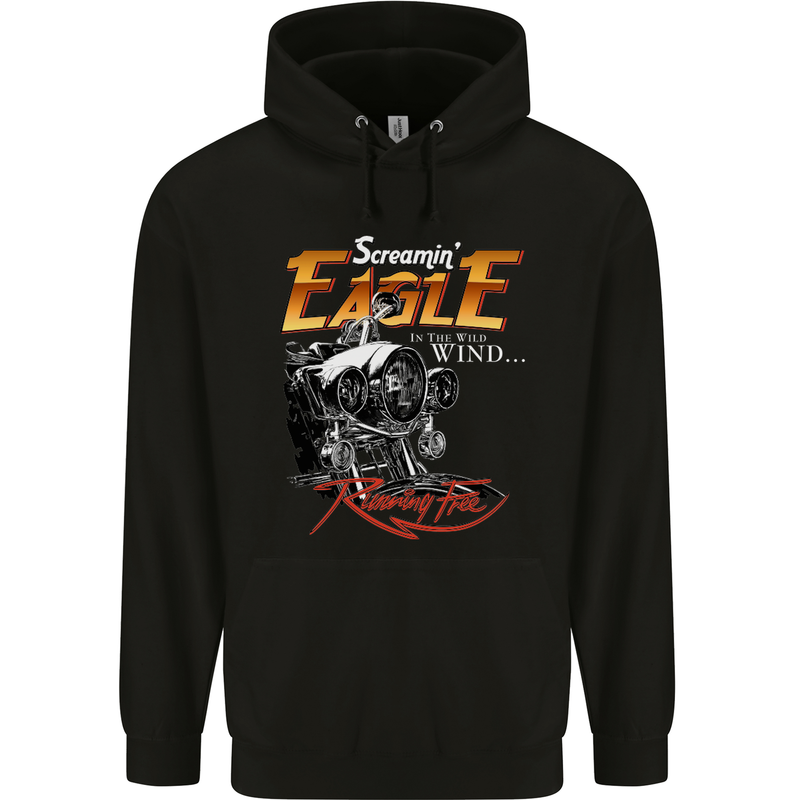 Screaming' Eagle Biker Motorbike Motorcycle Mens 80% Cotton Hoodie Black