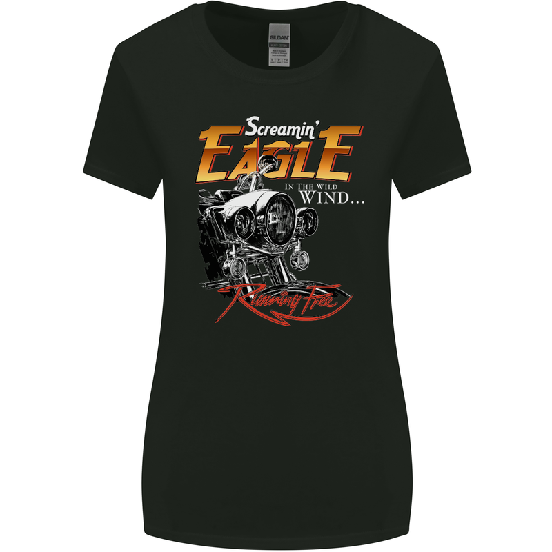 Screaming' Eagle Biker Motorbike Motorcycle Womens Wider Cut T-Shirt Black