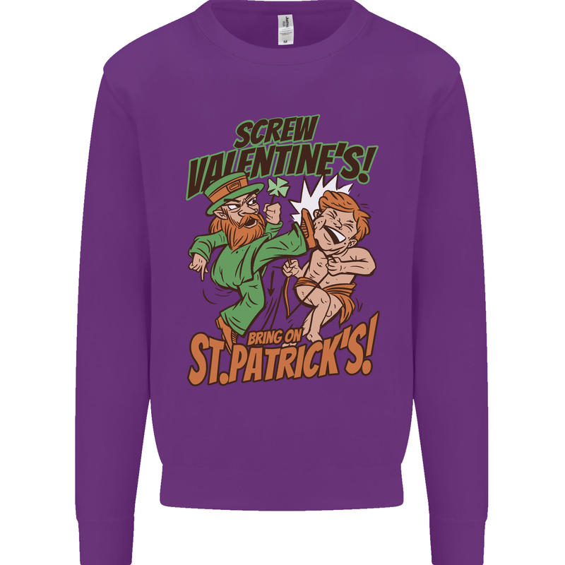 Screw Valentine's Day Funny St. Patrick's Kids Sweatshirt Jumper Purple