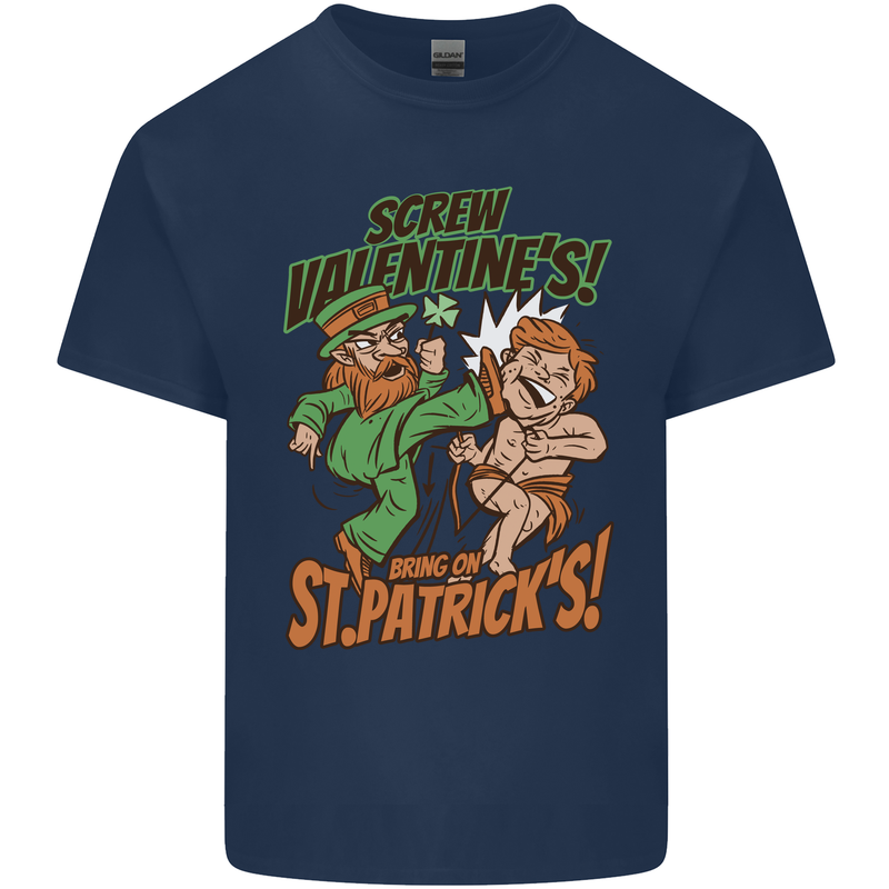Screw Valentine's Day Funny St. Patrick's Kids T-Shirt Childrens Navy Blue