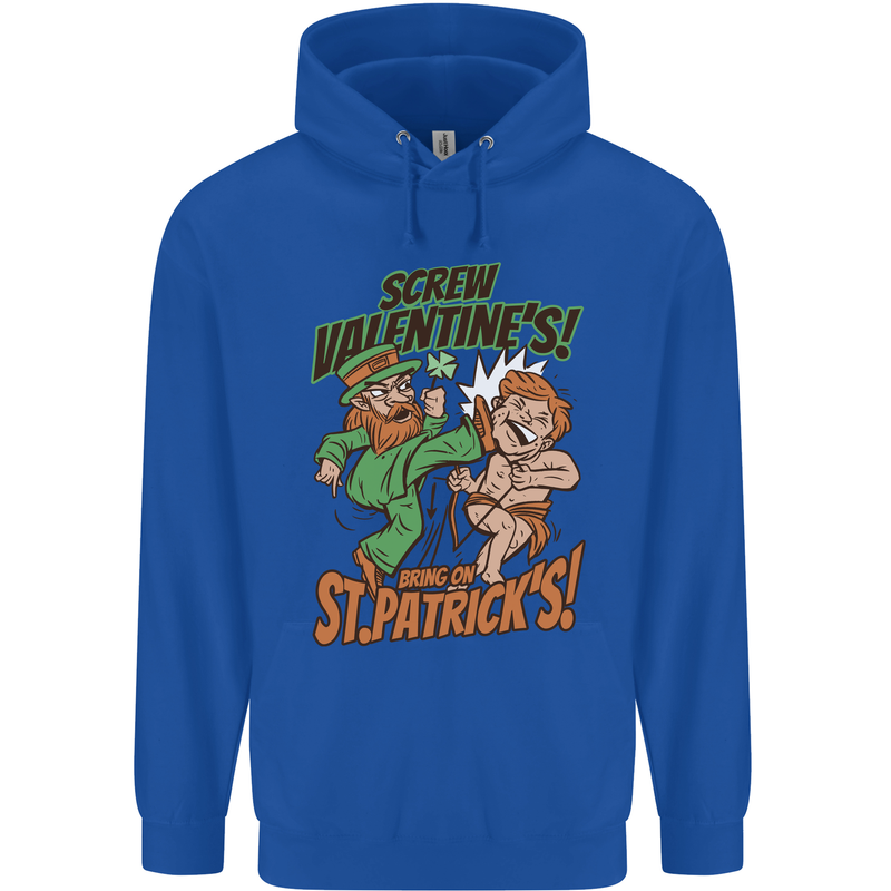 Screw Valentine's Day Funny St. Patrick's Mens 80% Cotton Hoodie Royal Blue