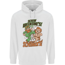 Screw Valentine's Day Funny St. Patrick's Mens 80% Cotton Hoodie White