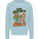 Screw Valentine's Day Funny St. Patrick's Mens Sweatshirt Jumper Light Blue