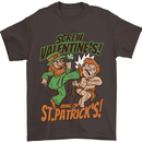 Screw Valentine's Day Funny St. Patrick's Mens T-Shirt Cotton Gildan Dark Chocolate