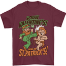 Screw Valentine's Day Funny St. Patrick's Mens T-Shirt Cotton Gildan Maroon