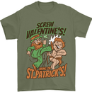 Screw Valentine's Day Funny St. Patrick's Mens T-Shirt Cotton Gildan Military Green