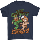 Screw Valentine's Day Funny St. Patrick's Mens T-Shirt Cotton Gildan Navy Blue