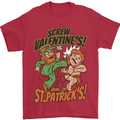 Screw Valentine's Day Funny St. Patrick's Mens T-Shirt Cotton Gildan Red