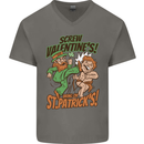 Screw Valentine's Day Funny St. Patrick's Mens V-Neck Cotton T-Shirt Charcoal