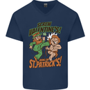 Screw Valentine's Day Funny St. Patrick's Mens V-Neck Cotton T-Shirt Navy Blue