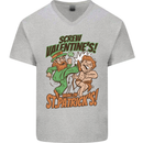 Screw Valentine's Day Funny St. Patrick's Mens V-Neck Cotton T-Shirt Sports Grey