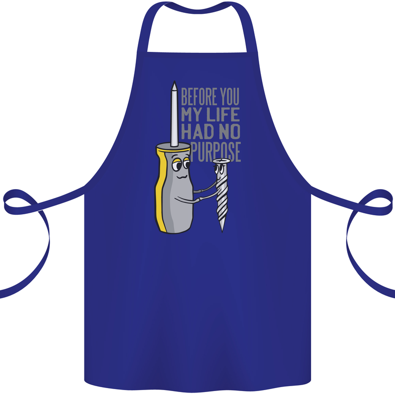 Screwdriver Funny Carpenter Electrician DIY Cotton Apron 100% Organic Royal Blue