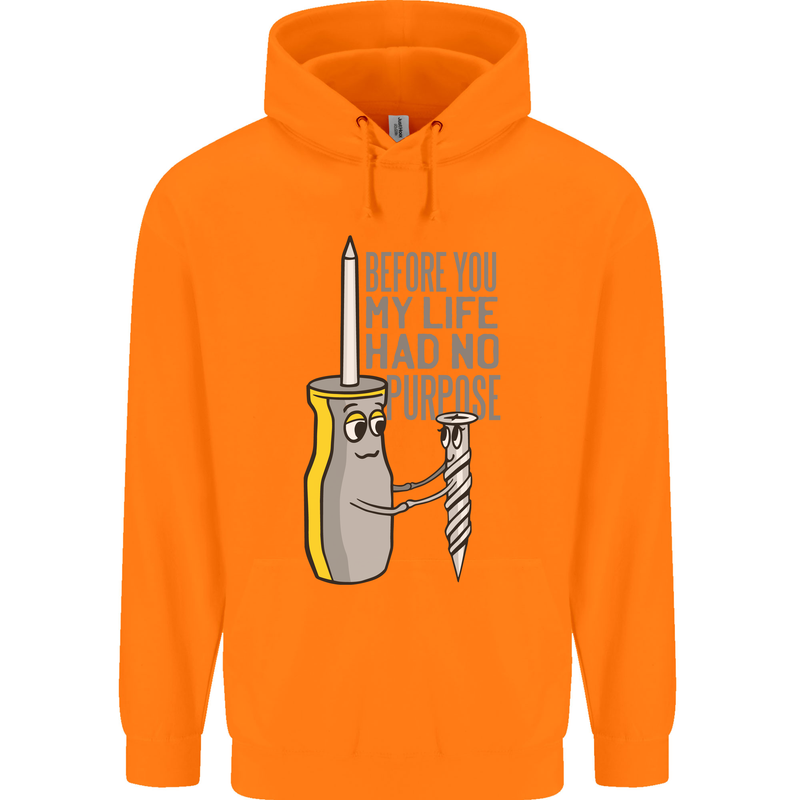 Screwdriver Funny Carpenter Electrician DIY Mens 80% Cotton Hoodie Orange