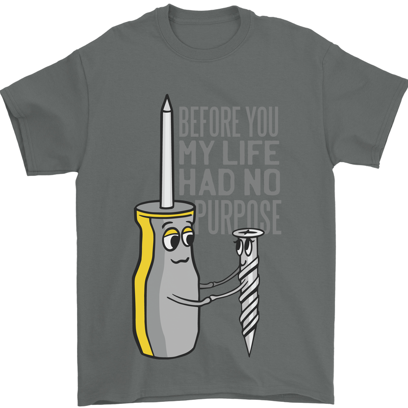 Screwdriver Funny Carpenter Electrician DIY Mens T-Shirt Cotton Gildan Charcoal
