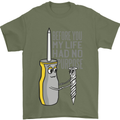 Screwdriver Funny Carpenter Electrician DIY Mens T-Shirt Cotton Gildan Military Green