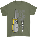 Screwdriver Funny Carpenter Electrician DIY Mens T-Shirt Cotton Gildan Military Green