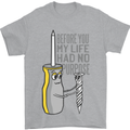 Screwdriver Funny Carpenter Electrician DIY Mens T-Shirt Cotton Gildan Sports Grey